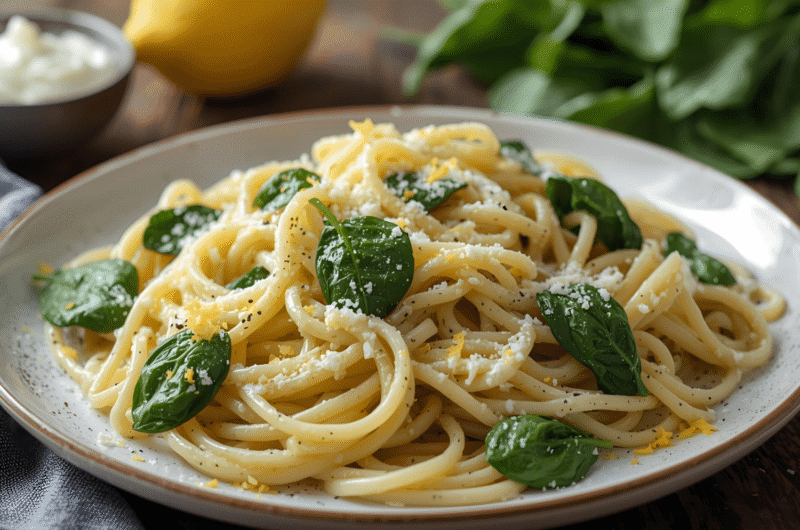 Lemon Ricotta Pasta with Spinach